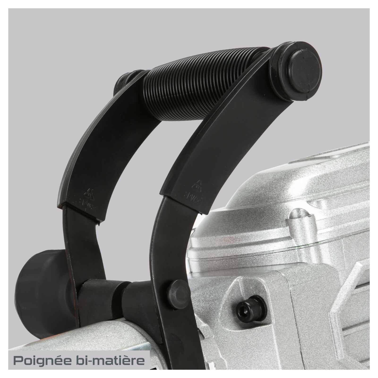 Practixx Marteau de démolition | Marteau piqueur PX-AB-55 | Puissance de frappe 55J | 1700W | 1900BPM | Admission SDS HEX | Softgrip | Burin pointu, burin plat de 410mm & coffret inclus
