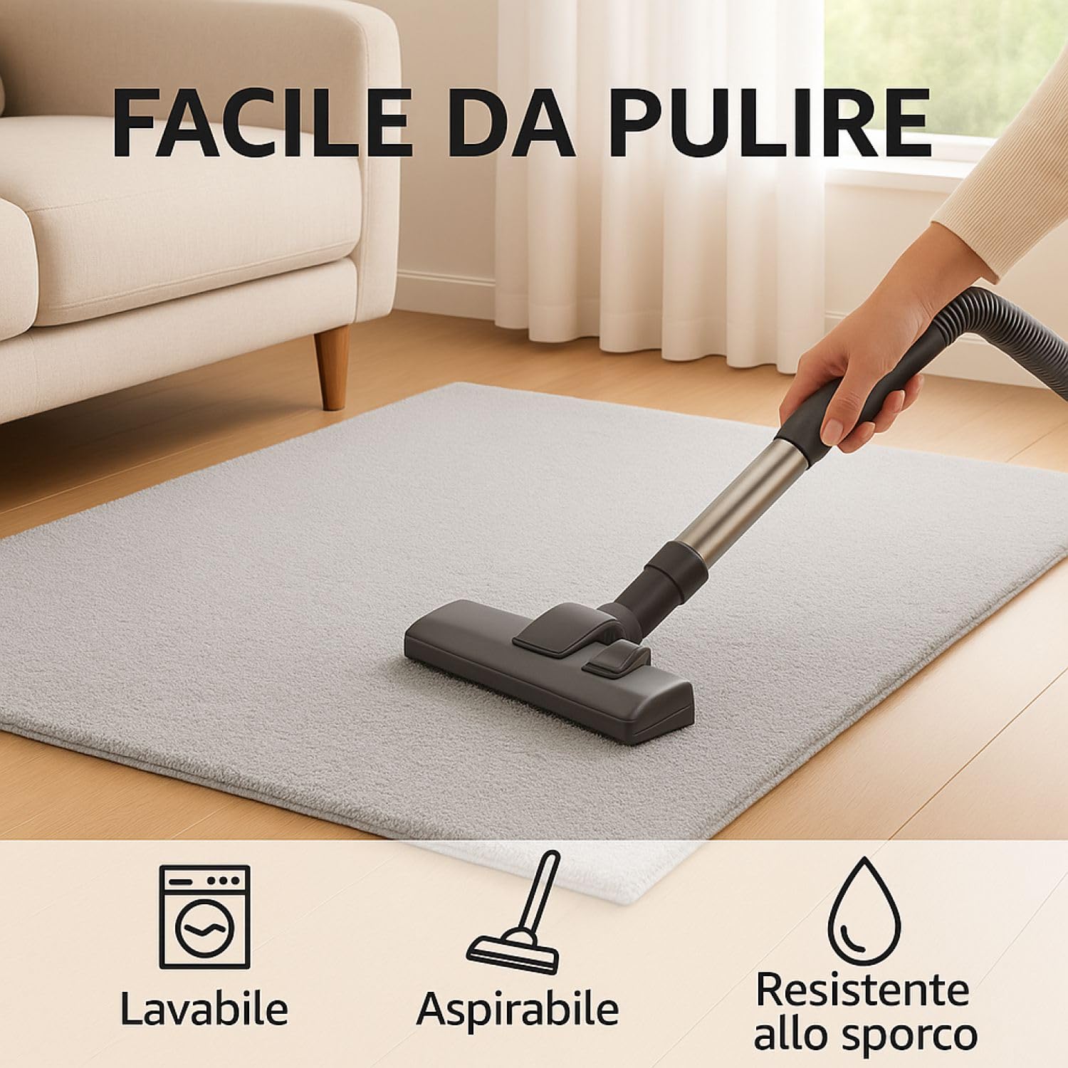 Leonardo Home - tappeto da soggiorno moderno a pelo corto - fondo antiscivolo - lavabile a 30 gradi - super morbido