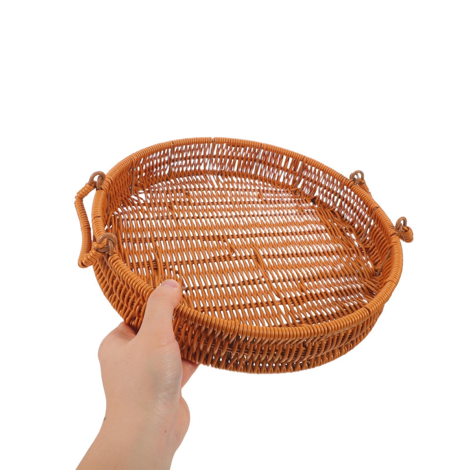 Sosoport Cesta Redonda con Asas Tejida de Plástico para Almacenamiento Versátil en Cocina y Salón