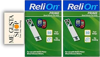 ReliOn Prime Blood Glucose Test Strips, 50 Count (Pack of 02) 100ct toltal + Me Gustas Stickers