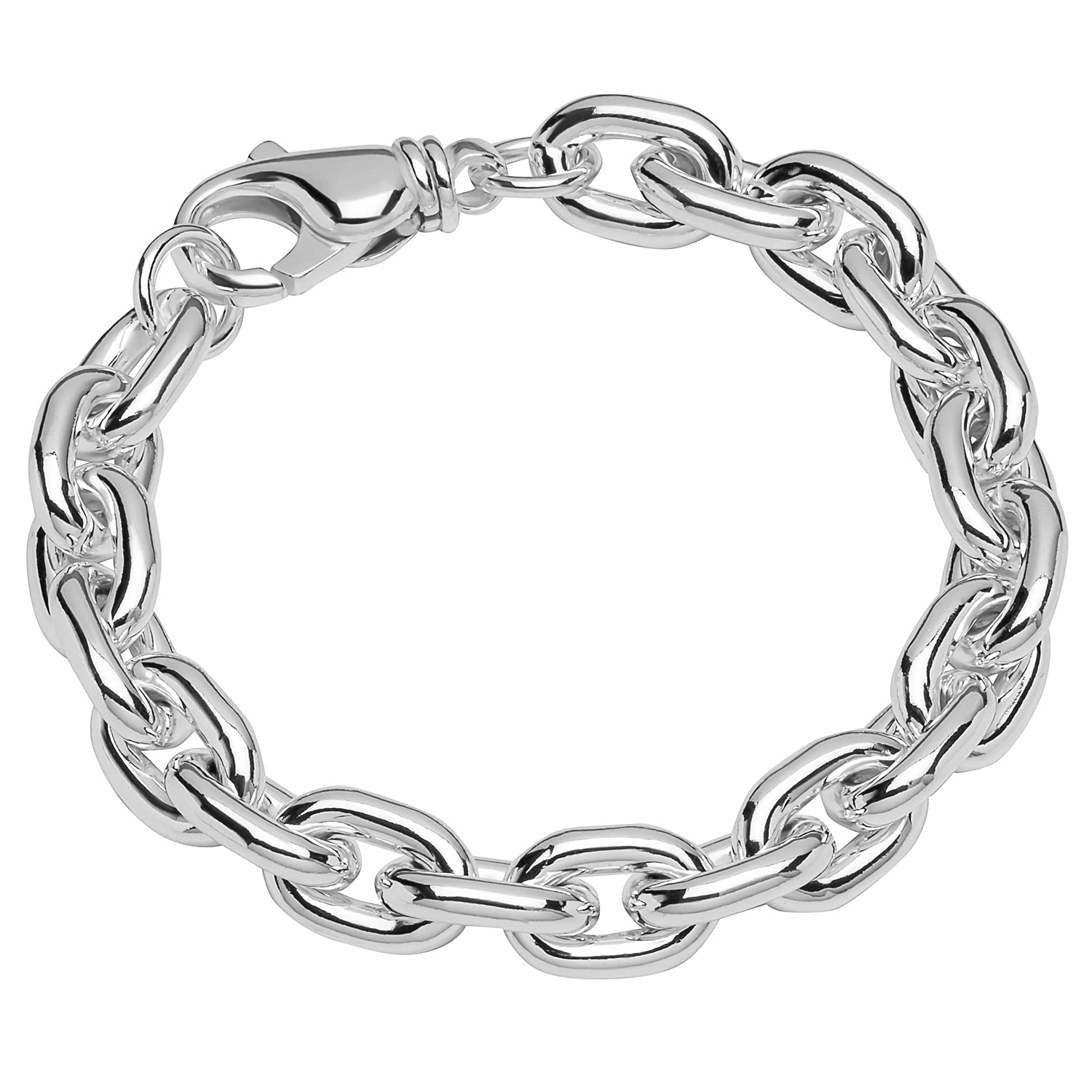 NKlaus Bransoletka ze srebra wysokiej próby 925, długość 21 cm, łańcuszek na rękę, okrągły łańcuszek męski, ciężki 12030, 21 cm, Srebro szterlingowe