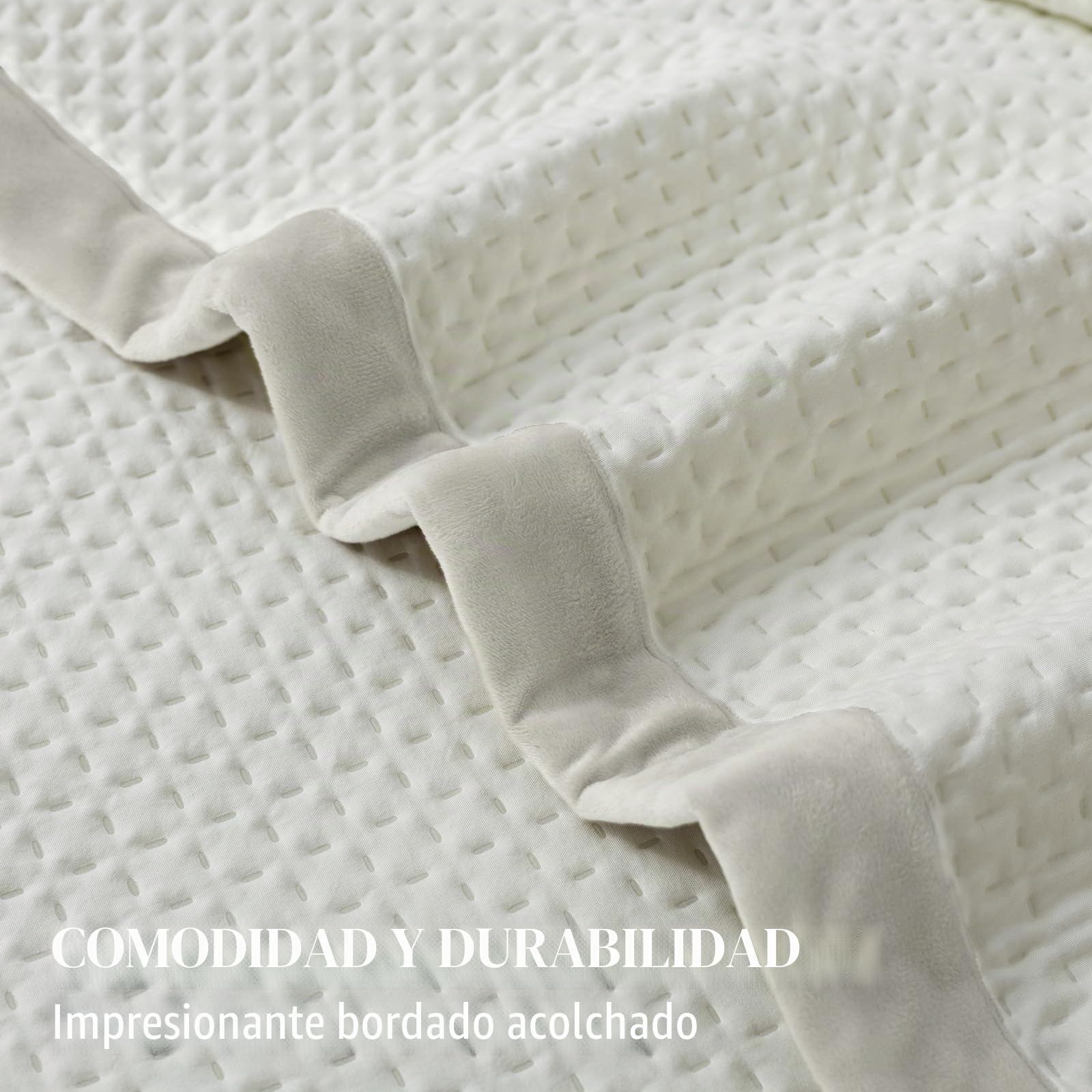 OKYUK Colchas de lujo tamaño king - Colcha reversible tamaño king con acolchado ultrasónico, colcha de microfibra transpirable para todas las estaciones con 2 fundas de almohada (Estrella blanca, 220