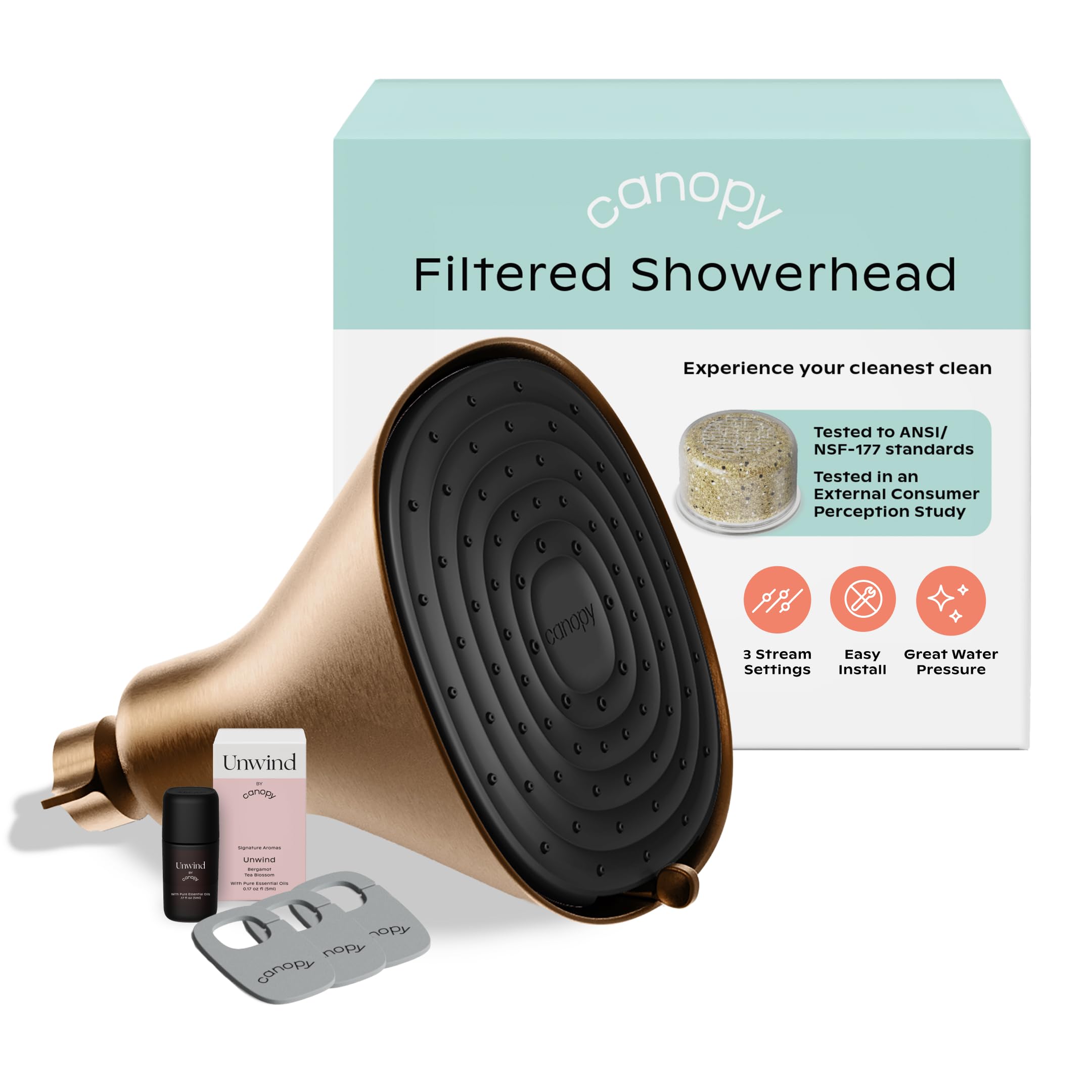 Filtered Shower Head - High Pressure Shower Head Filter for Hard Water - Shower Filter To Remove Impurities for Healthier Scalp, Skin & Hair - Support Hair Growth & Minimize Breakage - Brass