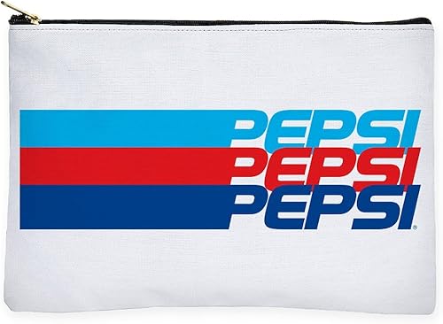 CafePress Pepsi - Bolsa de maquillaje con cremallera a rayas, 8.5 x 6 pulgadas, Blanco