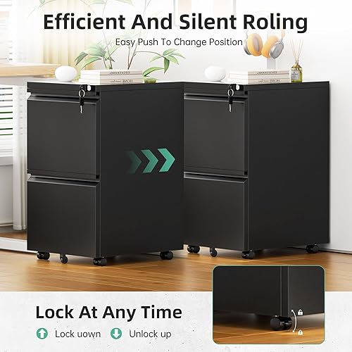 Miniatura 55 de Bonusall Archivador vertical con cerradura de 3 cajones de bloqueo vertical, archivador de oficina de metal, organizador horizontal con estante 10