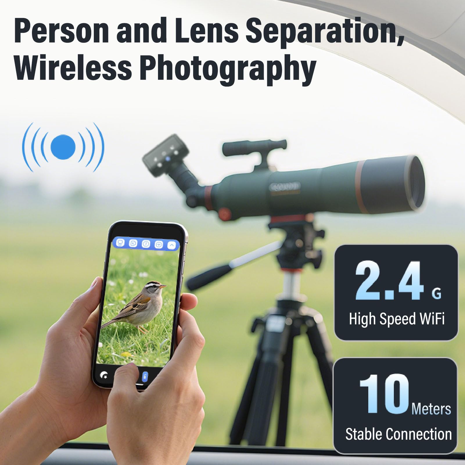 Oculare Telescopio Elettronico WiFi, 2 MP 1080P HD Telecamera Oculare Wifi Senza Filo Per Microscopio, Fotocamera Telescopica, Oculare Elettronico Per Astrofotografia Birdwatching