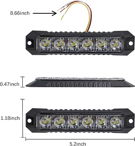 Miniatura 6 de yuksood Luces estroboscópicas para camiones, luces de emergencia para vehículos, luces intermitentes de 6 LED, cabeza de luz de rejilla, para