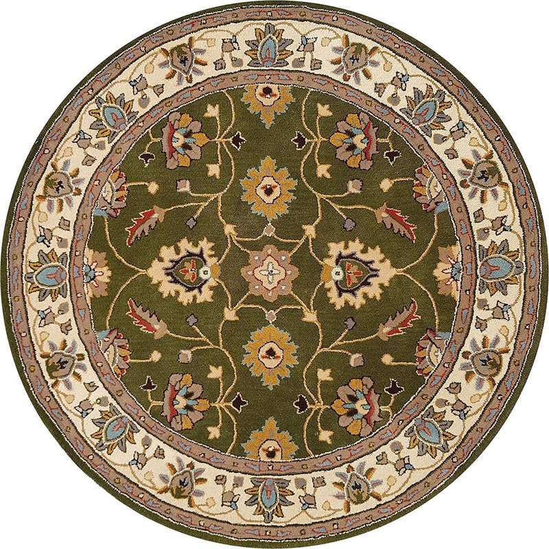 New Export Quality Handmade Tuffted Blended Pure Woollen Thick Round Persian Carpet for Living Room, Bedroom and Hall Size 4 x 4 feet Round (120X120 cm) Color-Multi-image-28
