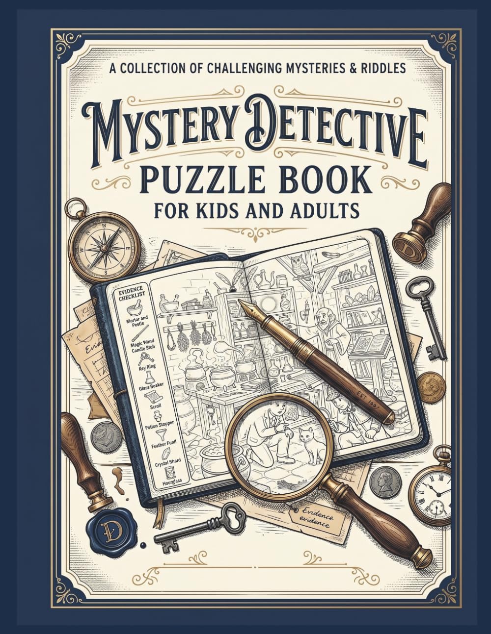 Mystery Detective Puzzle Book for Kids and Adults: 30 Seek and Find Hidden Object Challenges & 30 Spot the Difference Mystery Scenes — Sharpen Your Observation Skills with Every Case!