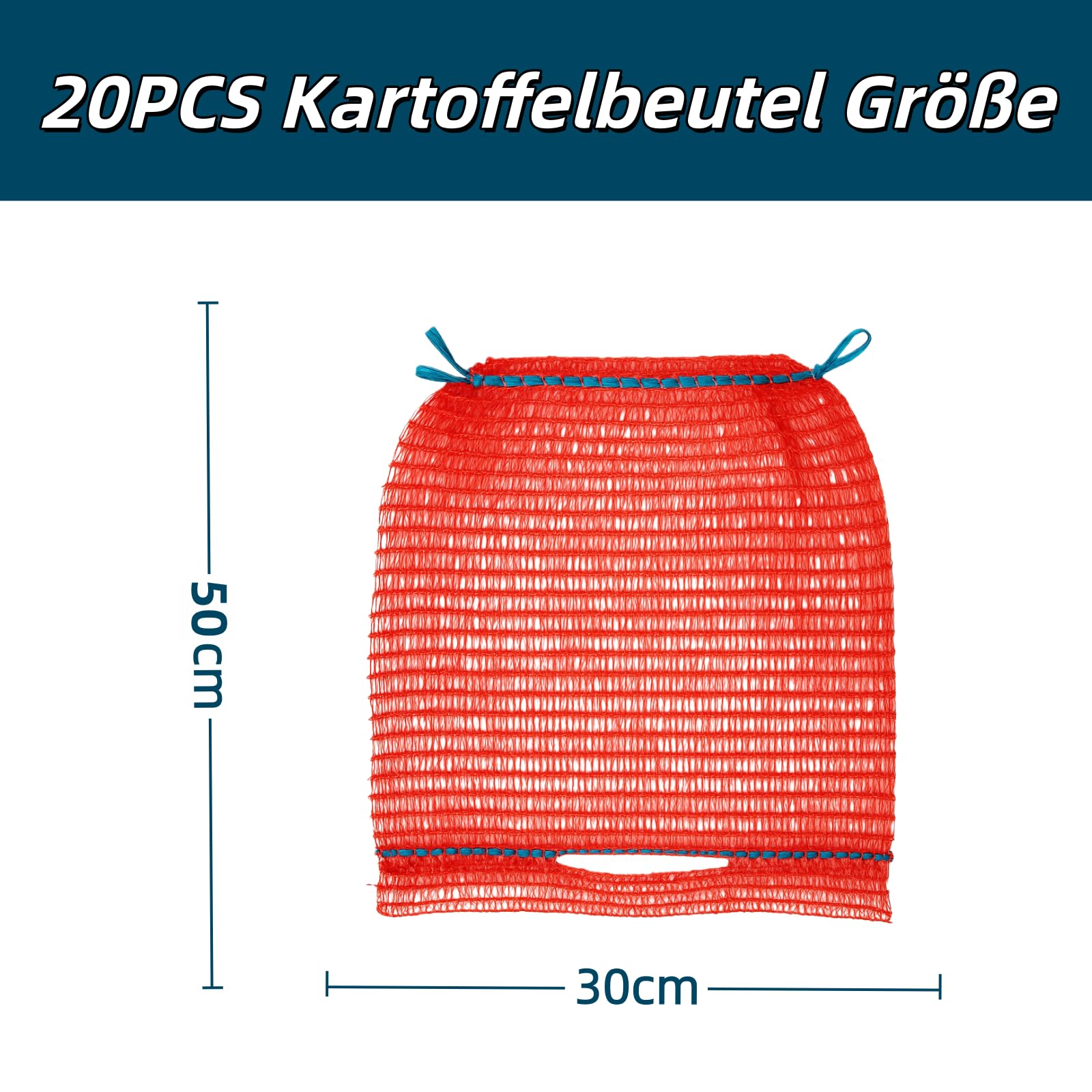 Sacs Raschel 30x50 cm 10 kg avec cordon pour pommes de terre, oignons, légumes, noix et fruits