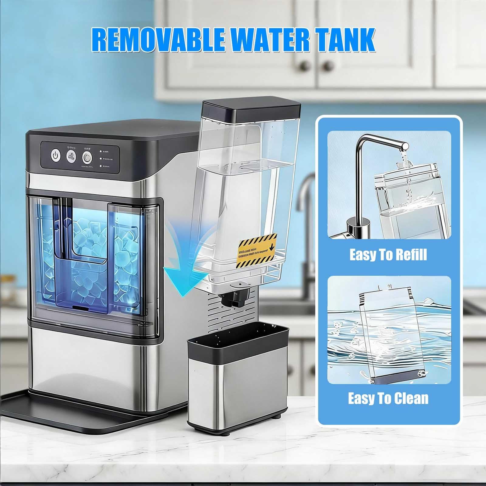 44 Lbs/Day Nugget Ice Maker Countertop,Nugget Ice Maker Countertop, It Features A 3-Liter Side-Mounted Water Tank And Makes Ice Quickly In 6-8 Minutes,Suitable For Home, Parties, Rvs, And Camping. on Fridge.com - View 5