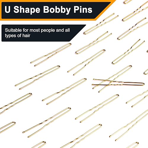 Miniatura 3 de NEBURORA 100 pines para el cabello de 2.4 pulgadas en forma de U para mujeres y niñas, peluquería, color dorado