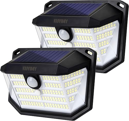 Luces solares para exteriores, 230 LED con sensor de movimiento y 3 modos, IP65 impermeable, luz gran angular de 270, luces de pared inalámbricas de
