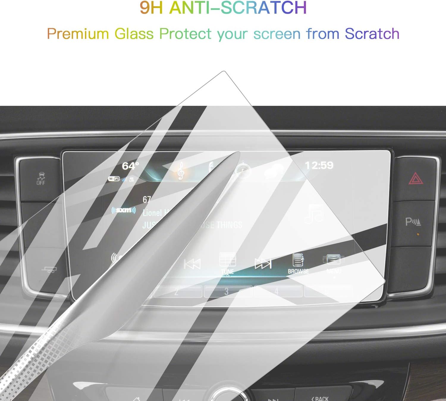 sktu 2018 2019 2020 2021 2022 2023 buick enclave 8in screen protector foils navigation display tempered glass 9h hardness anti glare scratch hd clea