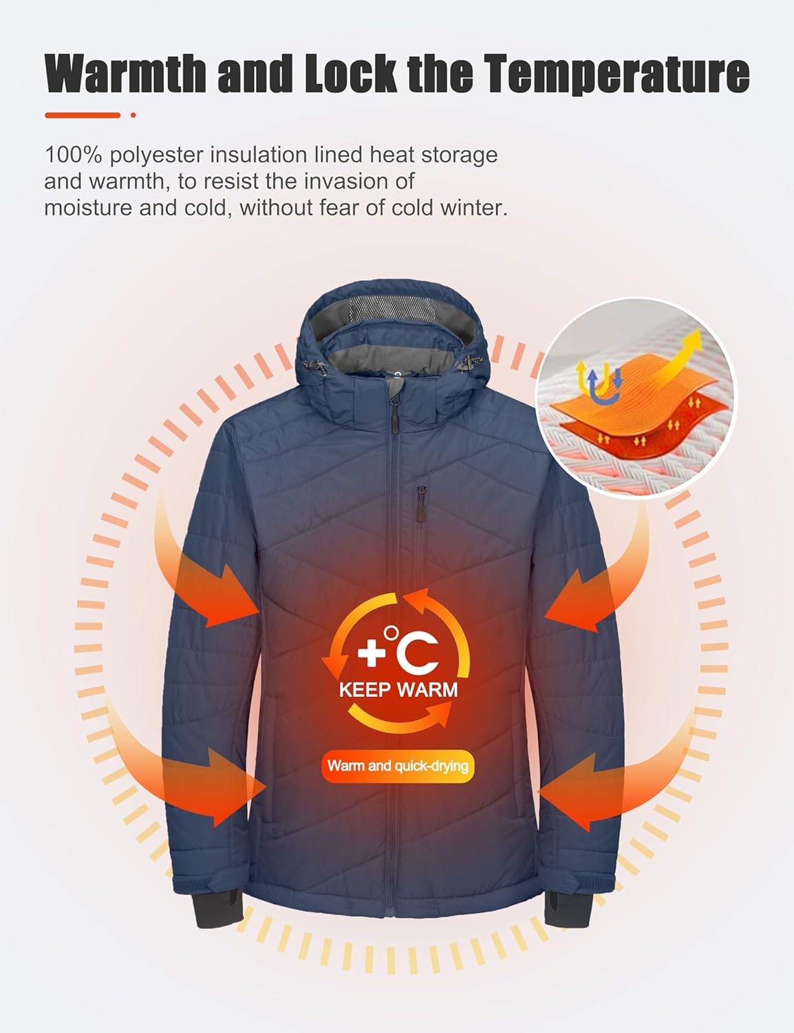 Little Donkey Andy Men's Warm Ski Jacket Water Resistant Insulated Snowboarding Jacket Windproof Winter Snow Coat - Image 3