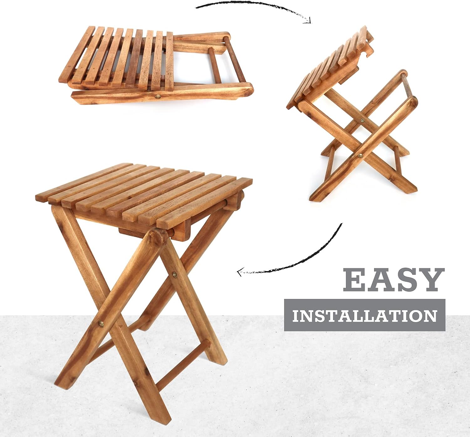 LITADA Wood Small Square Folding Side Table, Plant Stand Mid Century Small Side Table (Set of 2-Natural Color) : Patio, Lawn & Garden