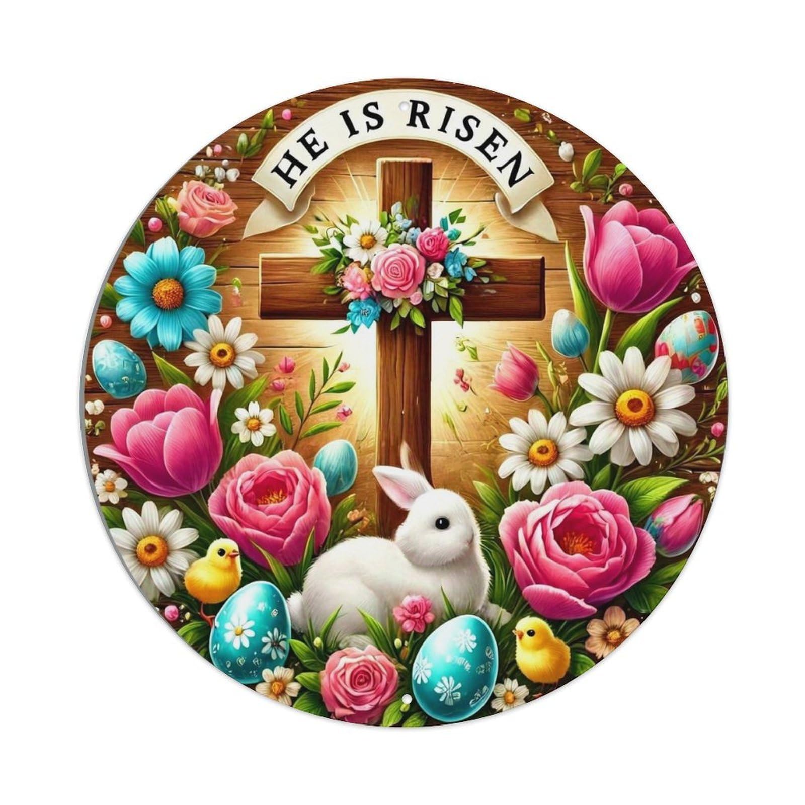 Jdyansheng Vintage He Is Risen Easter Cross Tin Sign Metal Poster Metal Signs For Home Man Cave Bar Cafe Kitchen Laundry Room Wall Decorations 8X8 Inches