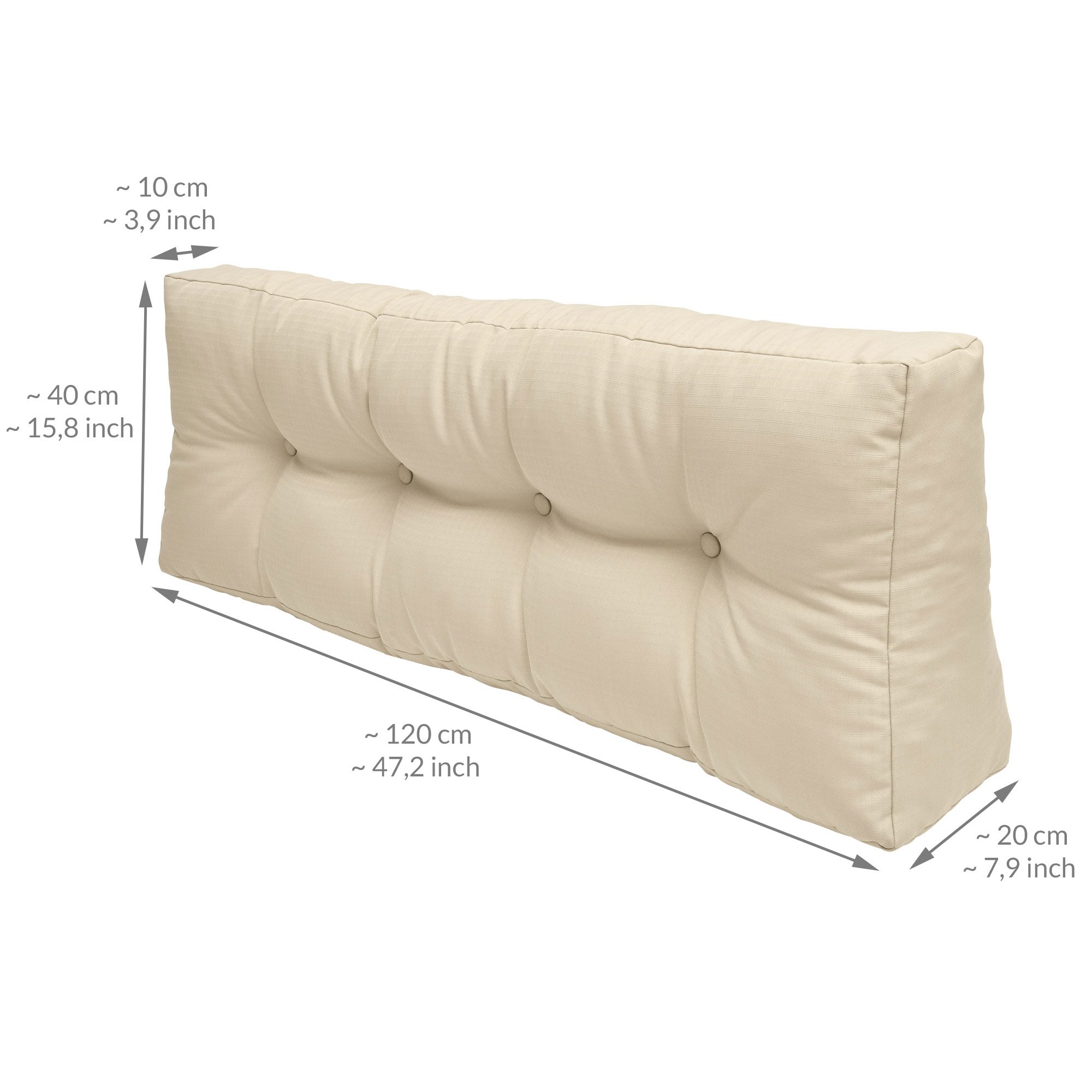 Beautissu Eco Elements Juego de Cojines para palés 1 cojín para Sentarse de 120 x 80 cm y 1 cojín para el Respaldo de 120 x 40 cm para Interior y Exterior, para Muebles de salón y de Exterior Natural