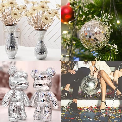 Miniatura 7 de BUYGOO 9440 azulejos de bola de discoteca, azulejos de mosaico autoadhesivos de espejo de 0.197 x 0.197 in, azulejos de vidrio para manualidades,