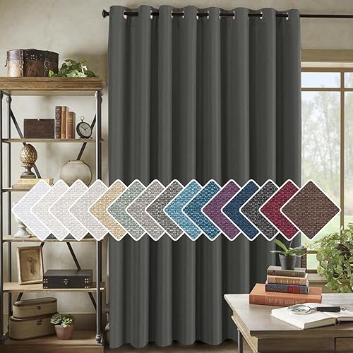H.VERSAILTEX - Cortinas opacas de lino para oscurecer el dormitoriosala de estar, 100 x 84 pulgadas para puerta de cristal del patio, tela de