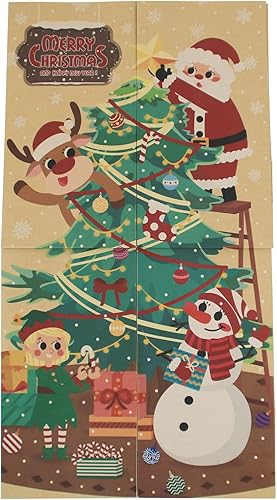 Miniatura 43 de Bolsas de regalo de Navidad, 24 bolsas de papel de Navidad, 24 calcomanías de Navidad, bolsa de regalos de Navidad, suministros de fiesta