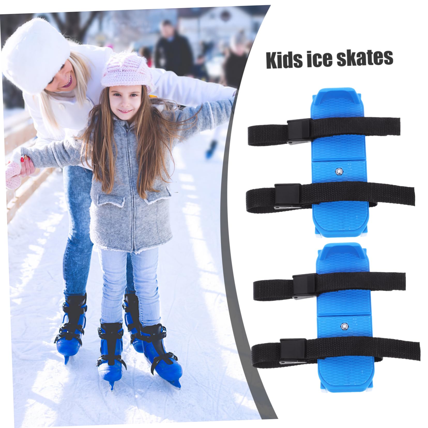 1paire Patins à Glace Garçon Fille Réglables Auxiliaires De Patinage Double Coureur pour Débutants Chaussures De Glisse Sécurisées