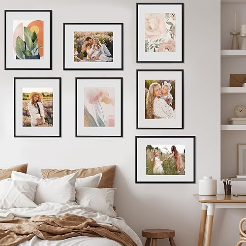 Miniatura 6 de SYNTRIFIC Juego de 6 marcos de fotos de 12 x 16 pulgadas, marco negro clásico para fotos de 8.5 x 11 pulgadas con paspartú o de 12 x 16 pulgadas sin