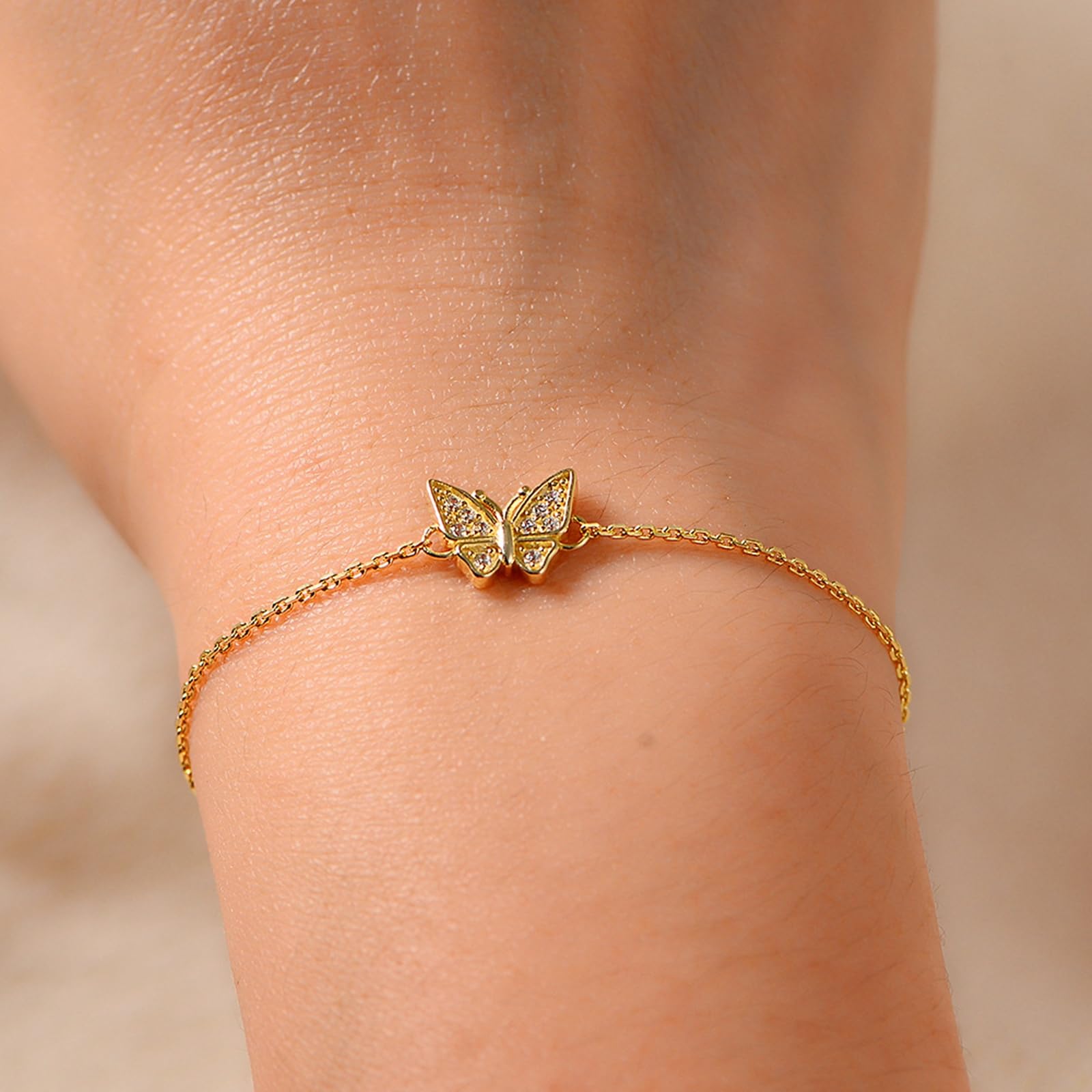 Pulseras de mariposa para mujer a la moda con diamantes, pulsera de promesa para novia, PT950 y oro blanco y amarillo de 9K/14K/18K