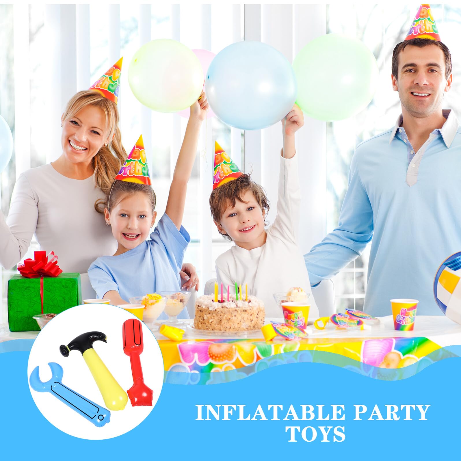 HANABASS 3 Set Giochi Gonfiabili per Martello e Cacciavite Decorazioni Tematiche per Feste Compleanno Kit Strumenti Sicuro e Portatile Ruolo Educativo