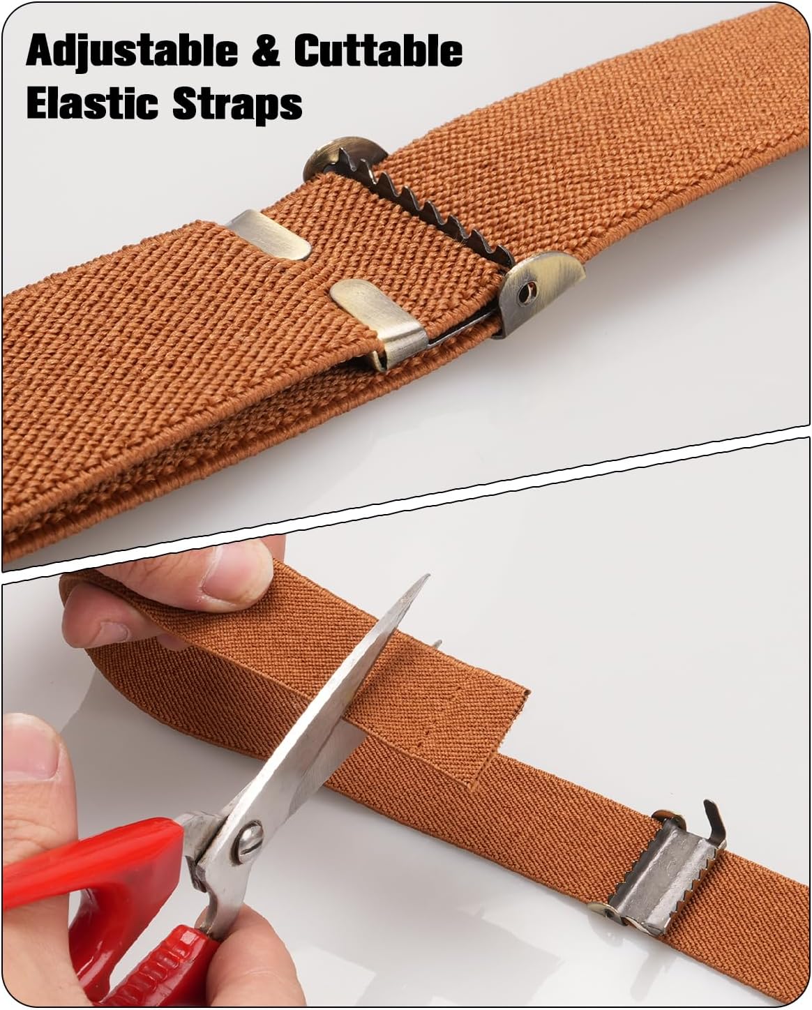 JinRuiKJ Leather Suspenders for Men, Adjustable Elastic Y Back Men's Suspender, 2 Types of Back Metal Clips Available