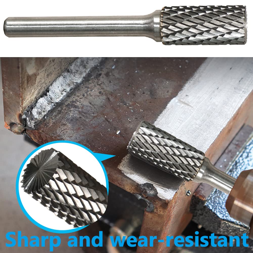 SB-5 Carbide Burr Set Tungsten Die Grinder Bits (1/2" Head Dia X 1" Cutter Length) with 1/4" (6.35mm) Shank for Die Grinder Bits Drill Rotary Tools Cylinder Shape (Pack of 5) — Amazon image 4