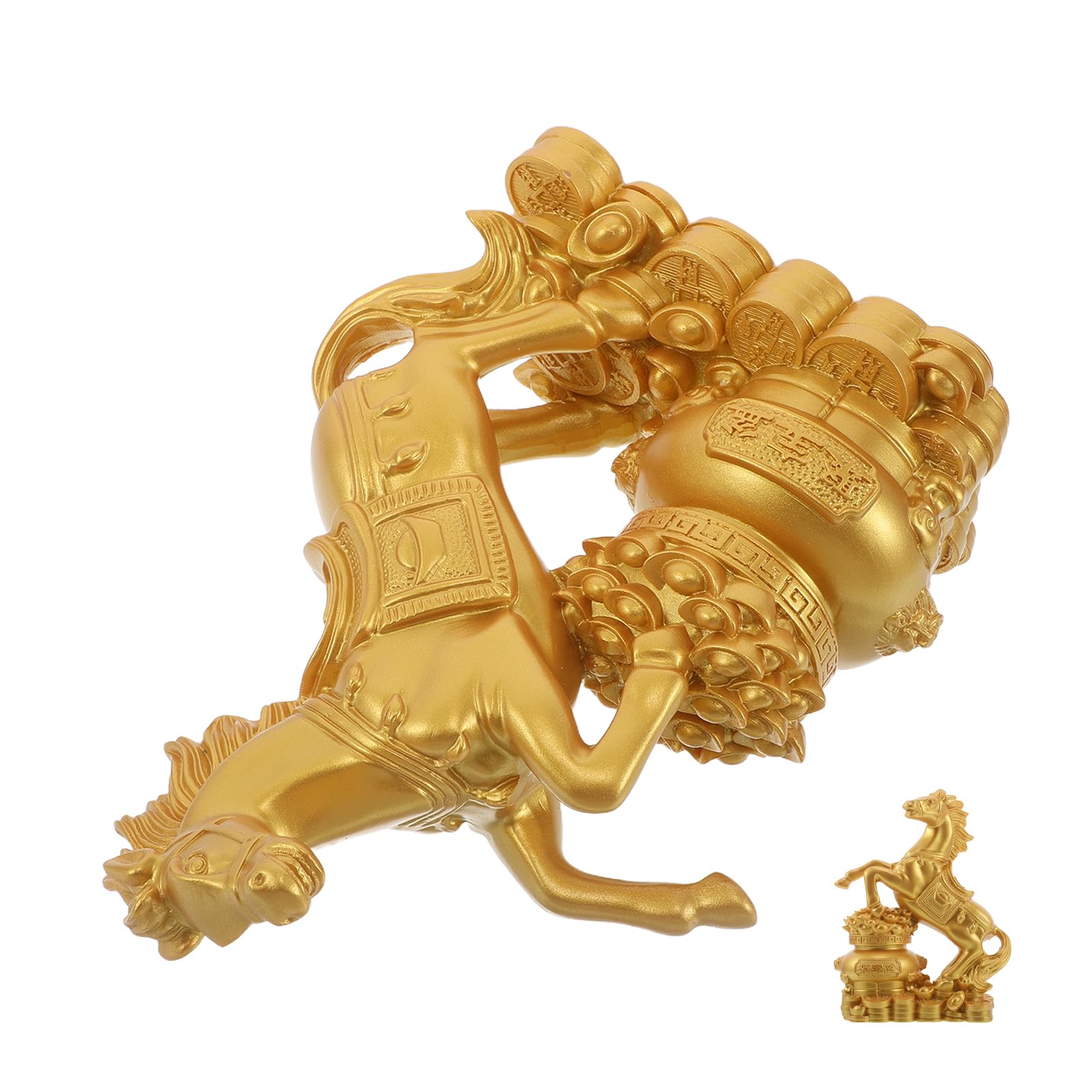 Toyvian Pferdefigur aus Kunstharz, Goldene Stehfigur zum Jahr des Pferdes