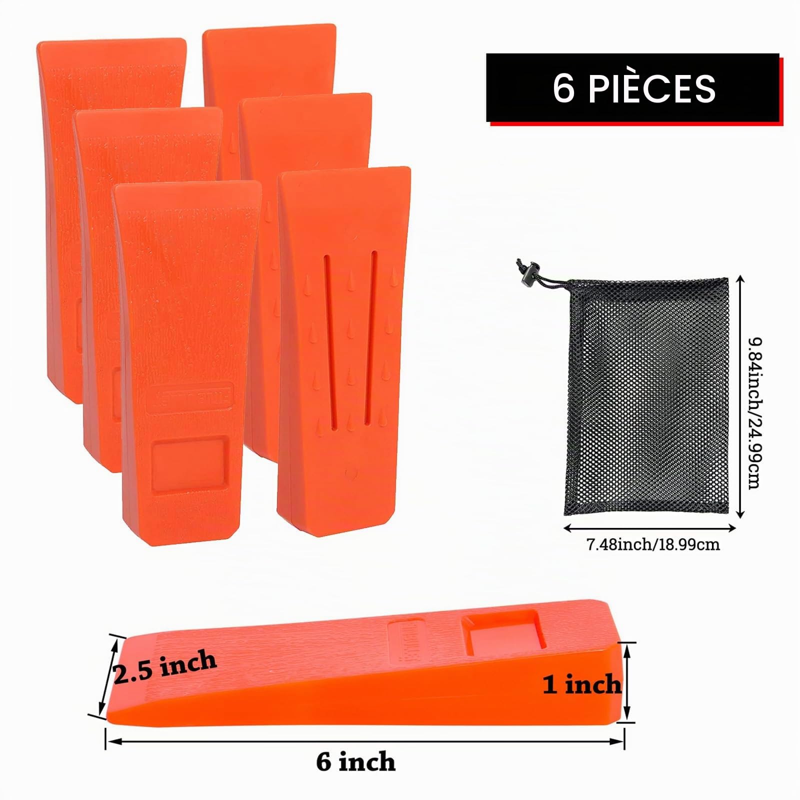 6 Pièces Coin D'Abattage pour TronçOnneuse avec Pointes pour un Abattage SûR, ABS Coins éclateurs pour jardinage avec Poche, Robuste et Durable, Outil Accessoire Pour Bûcheron (6 Pouces)