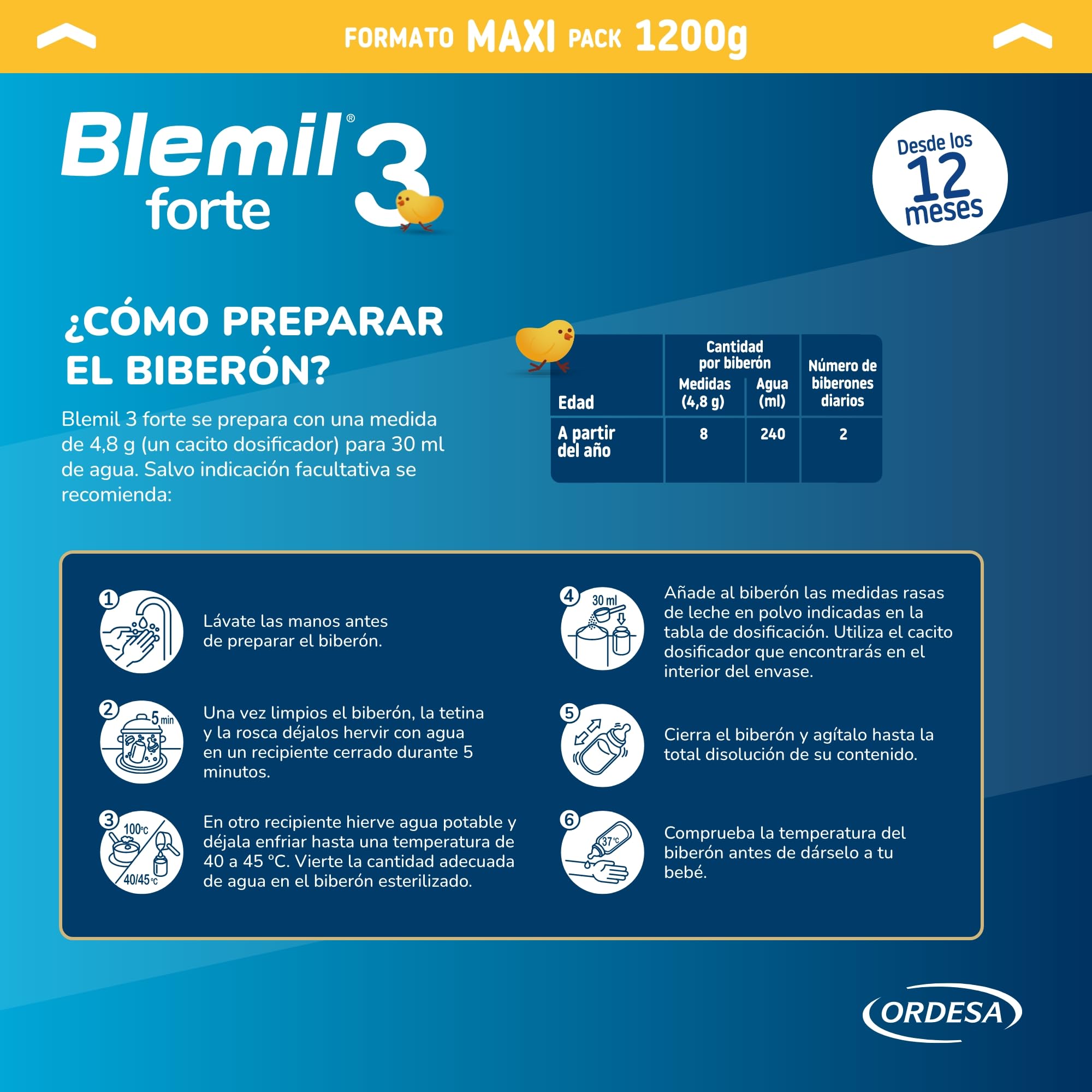 Blemil 3 Crecimiento 0% Azúcares Añadidos 3PACK | 3 botes de 1200g | Preparado Lácteo en polvo para Niños de 1 a 3 Años - Amazon Exclusive