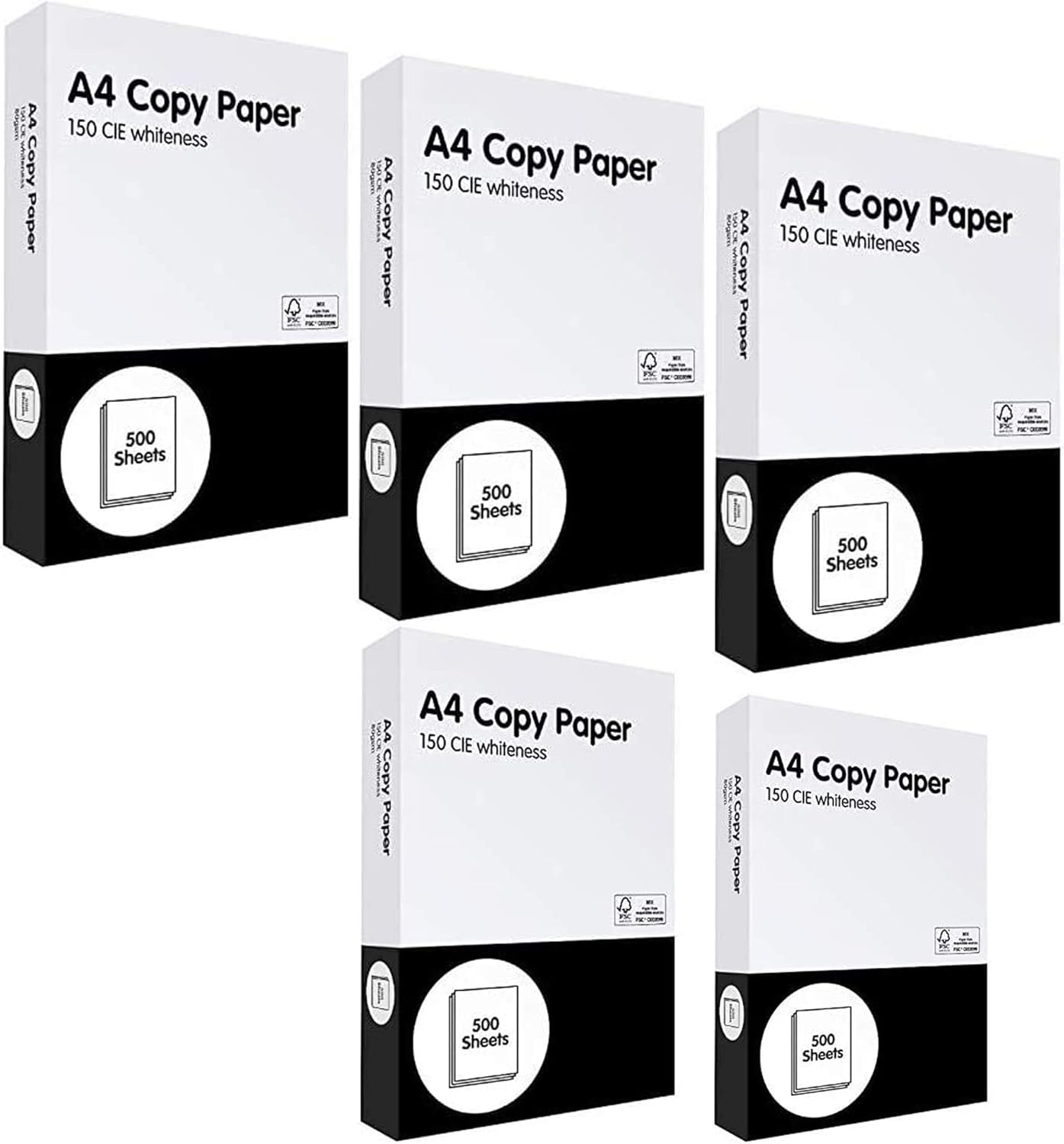 5 x REAMS Box of A4 Paper White Copier Printer Paper A4 Ream UK (2500 x
