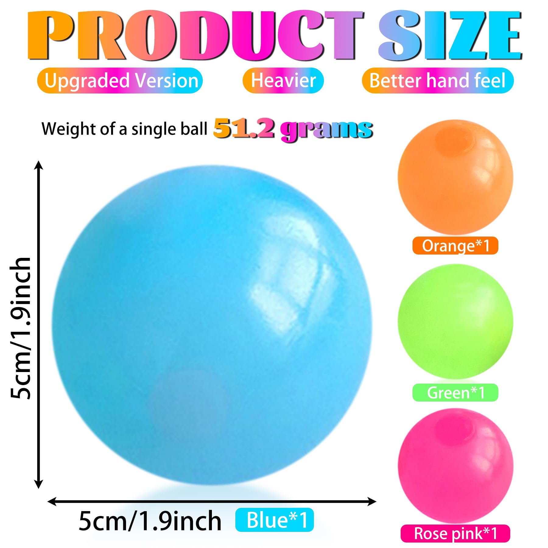 Tylices 4 Pcs Glow in the Dark Sensory Balls, Upgraded Glowing Sticky Balls Stick to The Ceiling - Image 2