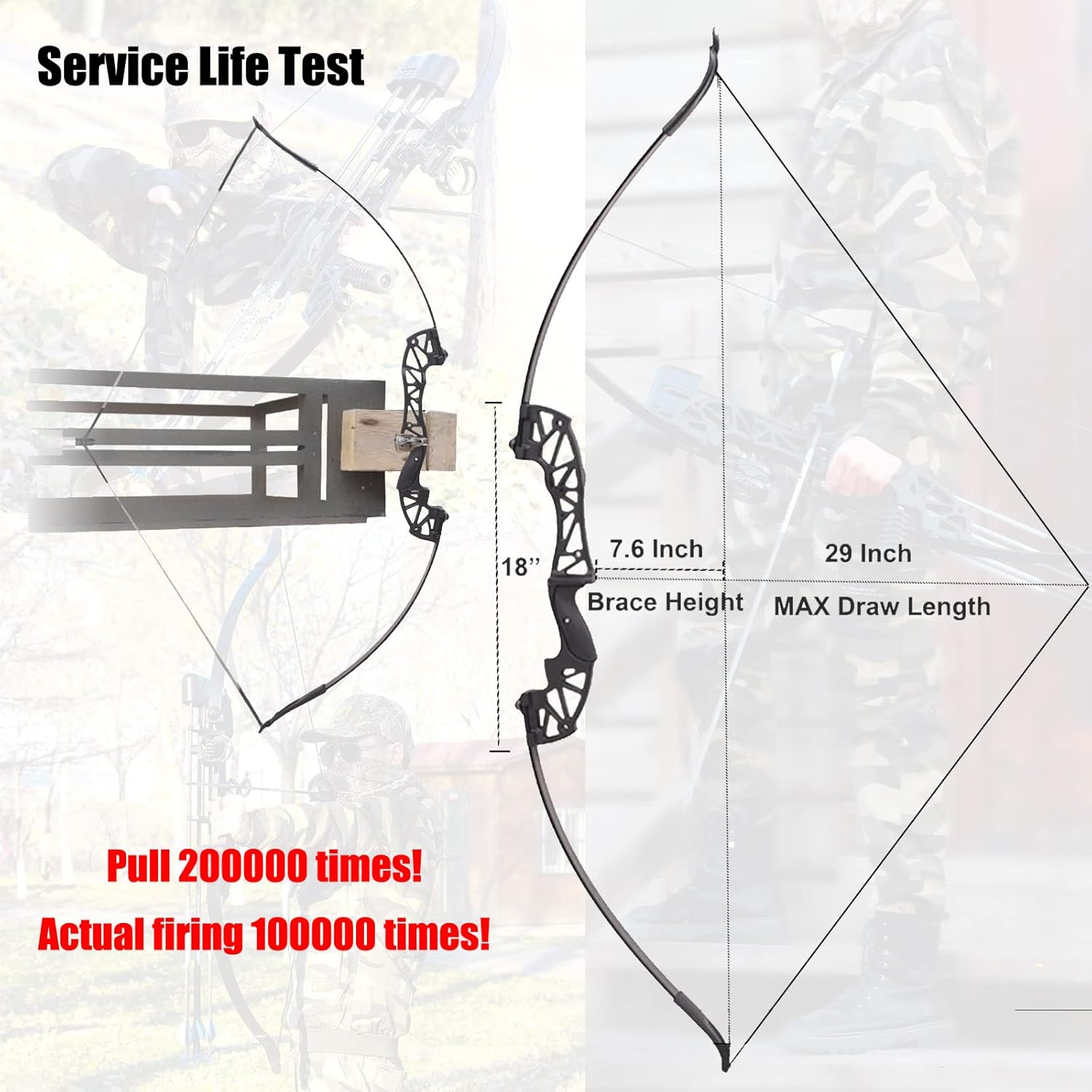 SOPOGER Bowfishing Recurve Bows Set - Archery Bow Kits Package Dual Use for Adult Hunting Practice Shooting Fish with Solid Fishing Arrows and Bowfishing Bottle Reels