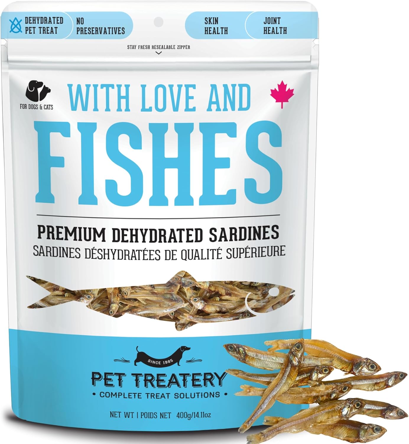 The Granville Island Pet Treatery Sardines for Dogs & Sardines for Cats (14.11 oz, Pack of 1) - Dehydrated Single Ingredient Dog Treats - All Natural Dog Treats, Grain Free – Puppy Training Treats