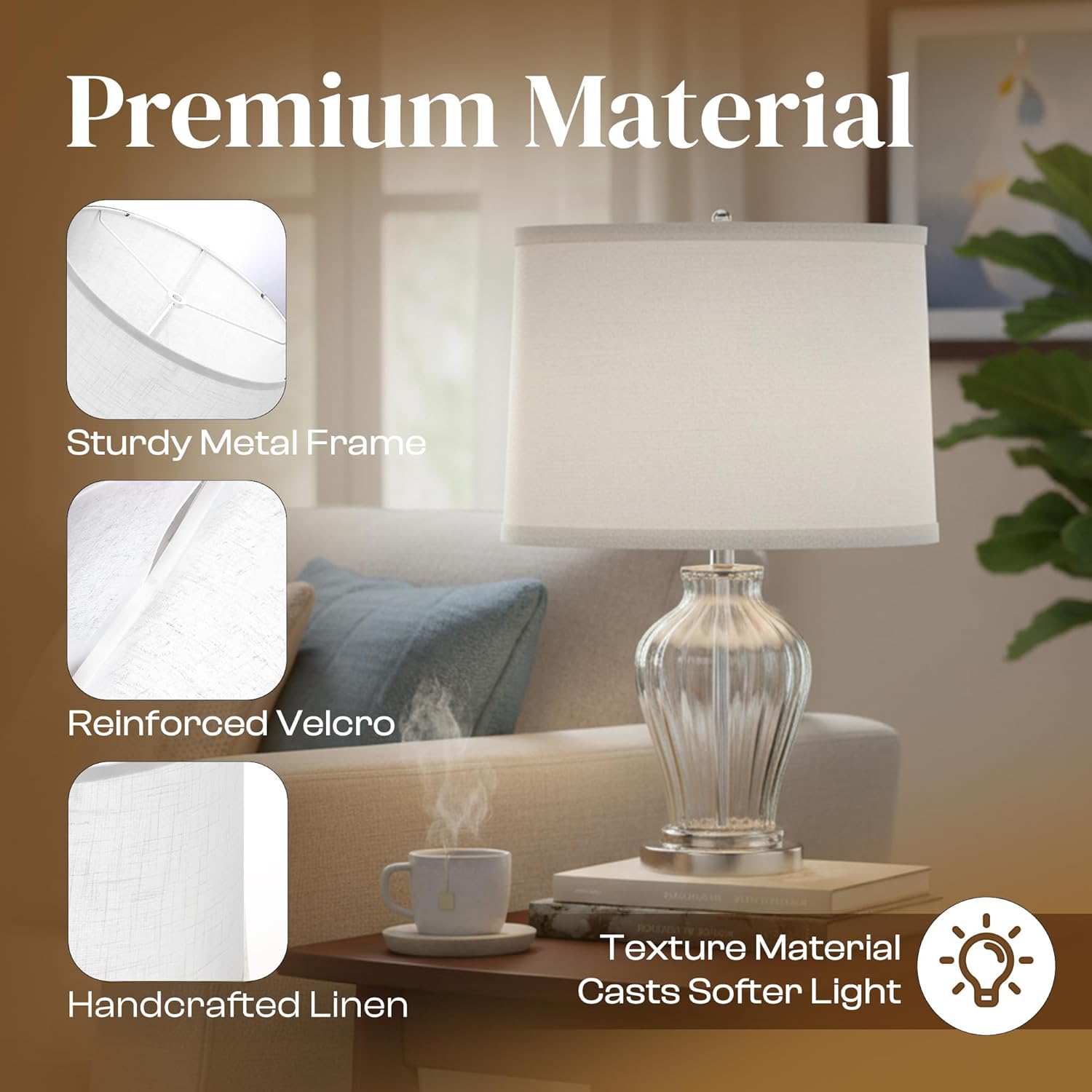 Lamp Shades Set of 2–𝟏𝟏.𝟔” 𝐓𝐨𝐩 𝐱 𝟏𝟐.𝟔” 𝐁𝐨𝐭𝐭𝐨𝐦 𝐱 𝟗.𝟖” 𝐇𝐢𝐠𝐡 Drum Lamp shades–Fits Harp-Style Bedside & Floor–Easy Assembly(Ships Rolled Flat) (White - Pack of 2, Medium)