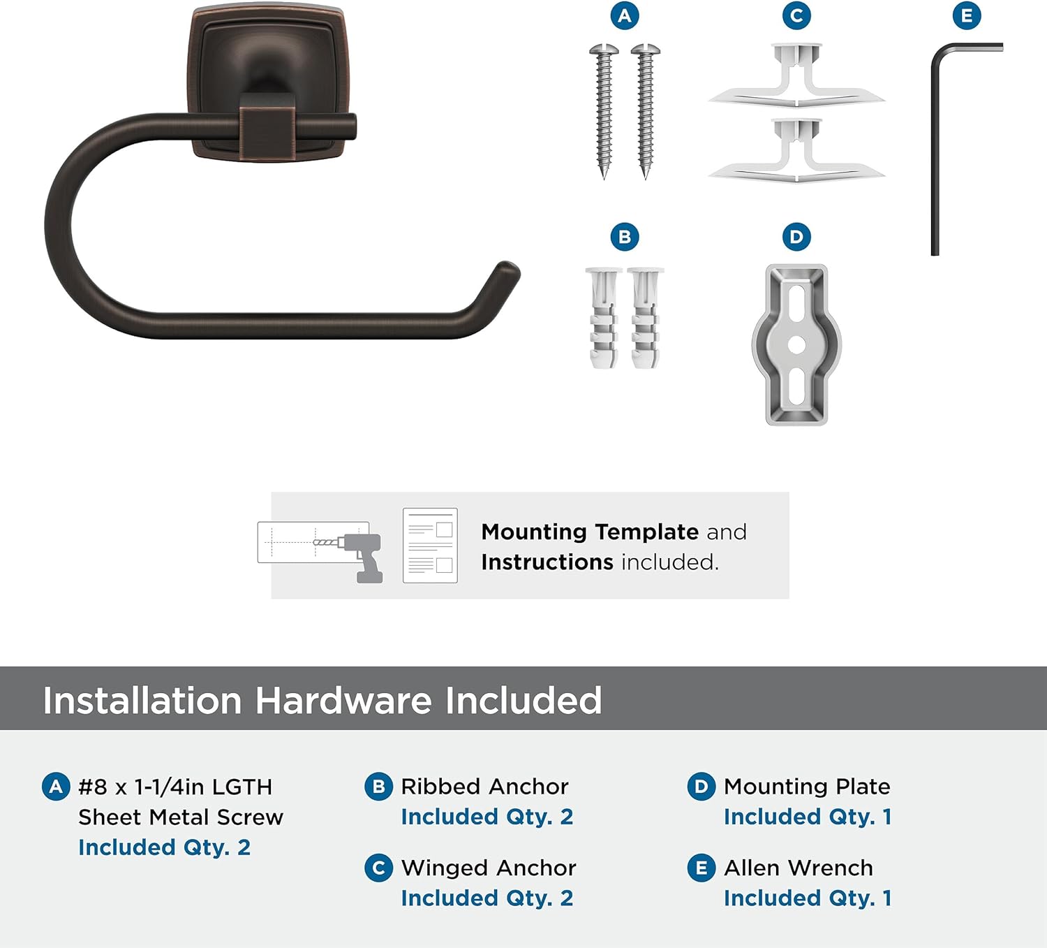 Amerock BH36091ORB | Oil Rubbed Bronze Single Post Toilet Paper Holder | 7-1/16 in. (179 mm) Length Toilet Tissue Holder | Stature | Bath Tissue Holder | Bathroom Hardware | Bath Accessories