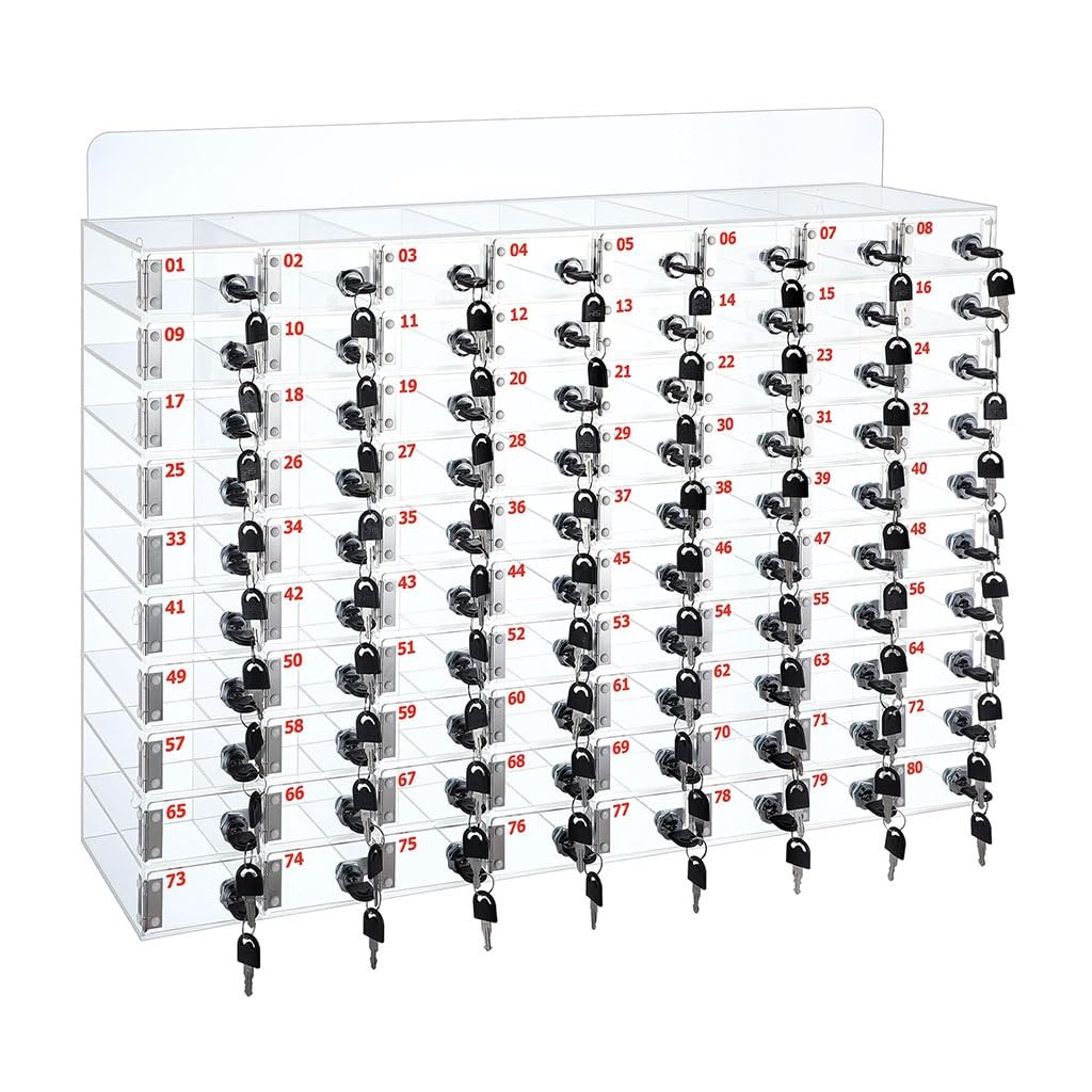 Contenitore per Telefoni Cellulari 12-80 Slot Cell Phone Locker Box per L'aula con Serrature E Chiavi per Porta Armadietto Mobile per Ufficio E Casa(80)