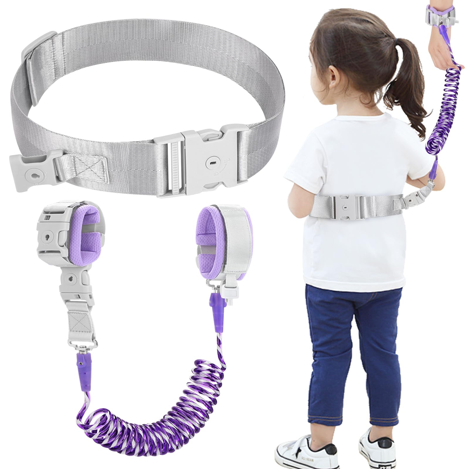 Accmor Toddler Leash with Reflective Baby Anti Lost Wrist Link, 2 in 1 Kids Walking Harnesses Belt Leashes with Key Lock for Girls Age 1-4, Keep Child