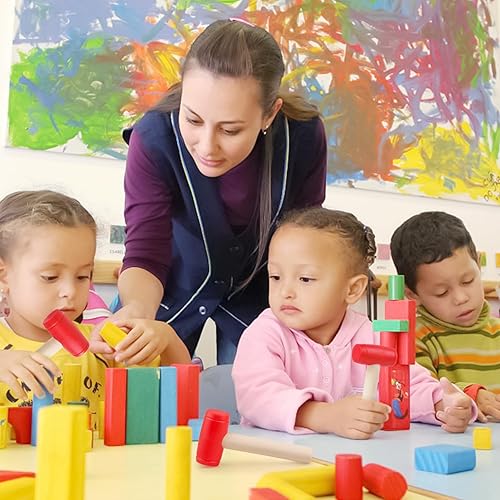 Miniatura 2 de Waenerec Martillo de juguete de simulación de martillos de madera de plástico para niños pequeños, herramientas de mantenimiento portátiles para