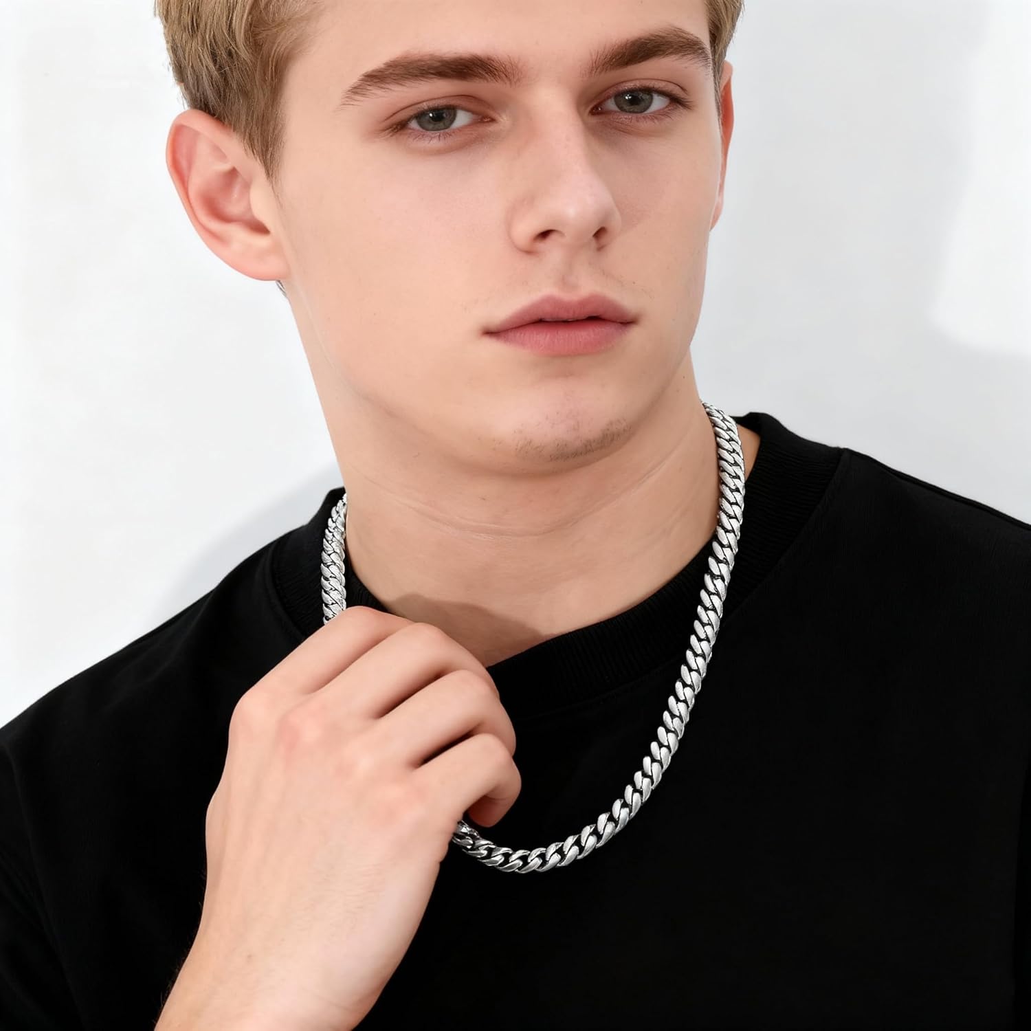 CaptainSteeL Cuban Link Chain Stainless Steel Necklace with Gift Box （5/6/8mm Width，20/22/24in Length，Sliver/14K Gold Plated Two Color） - Image 2