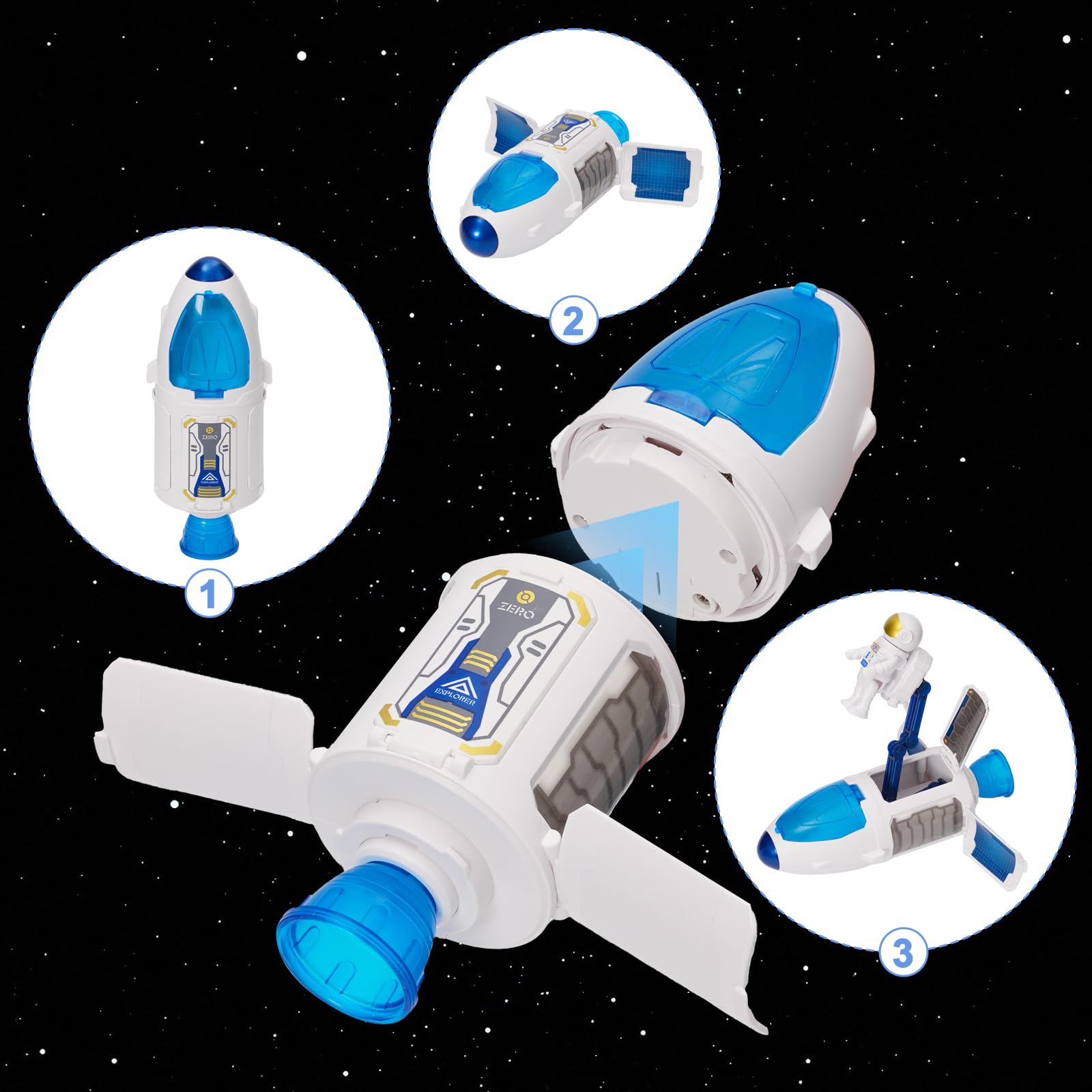 Space Shuttle Giocattolo per Razzo, Razzi & Navi Spaziali, Spaziale Esplorazione Gioco, Set di Razzi Aerospaziali con Astronauti, Giocattolo Educativo / Regalo per Ragazzi e Ragazze