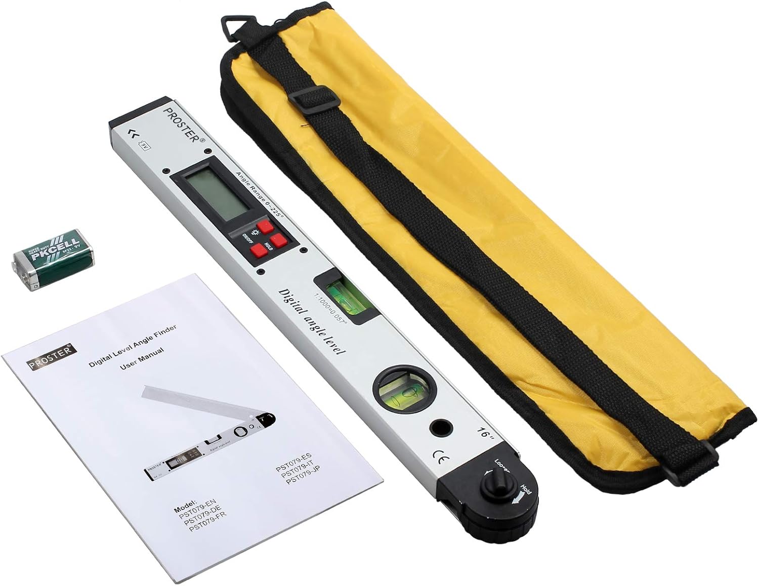 Lіmіtеd Stосk Proster 0-225° Digital Angle Finder LCD Protractor Angle Gauges Spirit Level 400mm/16 inch Vertical Horizontal Dual Spirit Level for Carpenter Woodworking Home Decoration