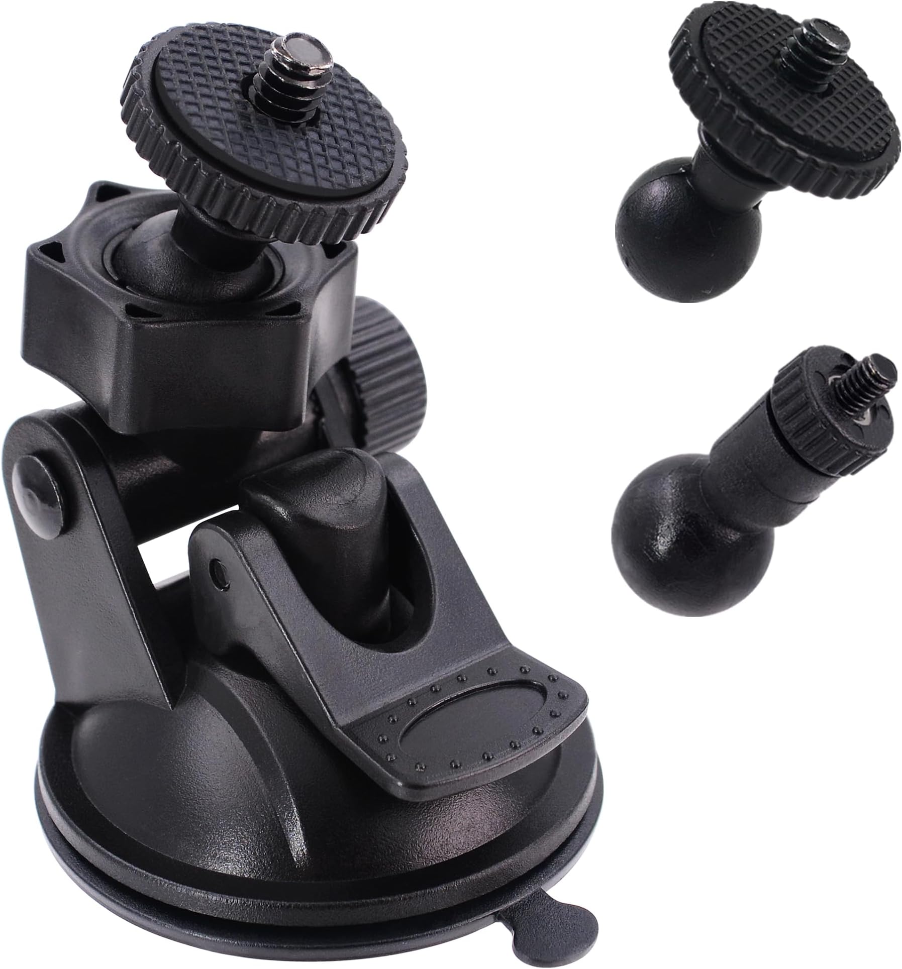 CH01A 1/4" 1/8" Thread Camera Suction Mount Tripod Holder in Dash Cam Mount Holder - Screw Tripod Windshield Holder Fits Sony/Ricoh/HP/GoPro/Oculus (M4 M6 Screw Join Ball Included)