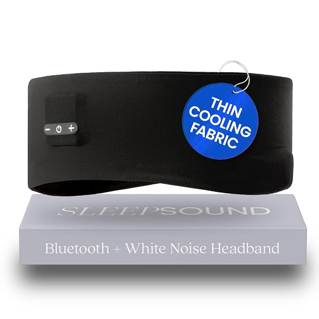 SleepSound Loose-Fitting Bluetooth Sleep Headband Speakers for Sleeping Soft Headphones for Sleeping On Side 20 Hr Battery Wireless