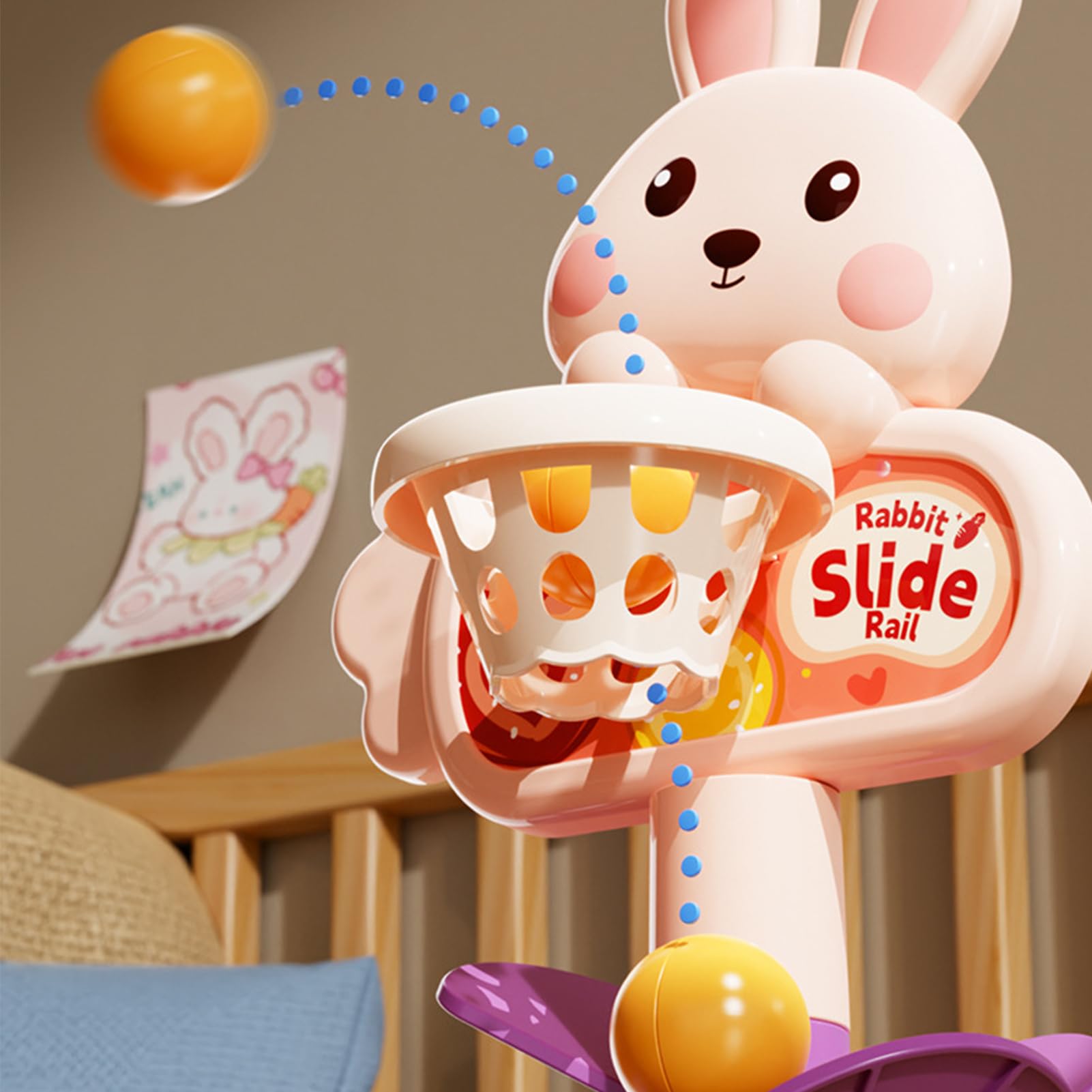 Jouet Ball Drop Basketball Ramp – Jeu Interactif Chute De Balles Pour Bébé & Enfant – Éducatif 33 Cm Ours/Lapin