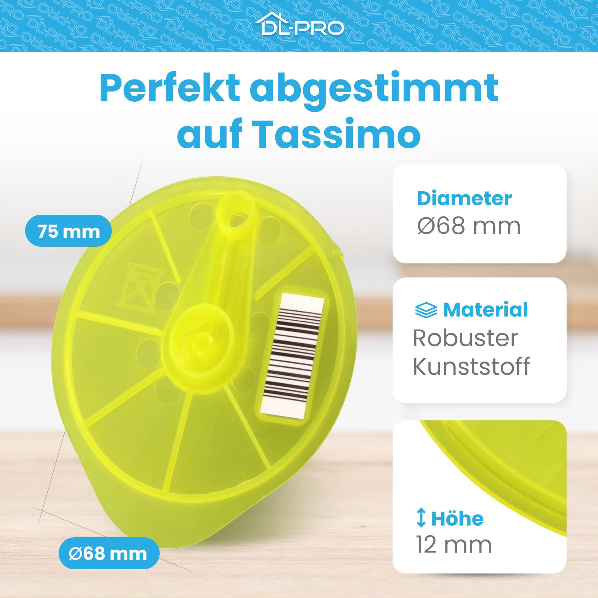 DL-pro Disque de nettoyage T-Disc jaune pour Bosch Siemens 17001490 00576836 compatible avec Tassimo la machine à café à capsules pour le nettoyage et le détartrage automatique